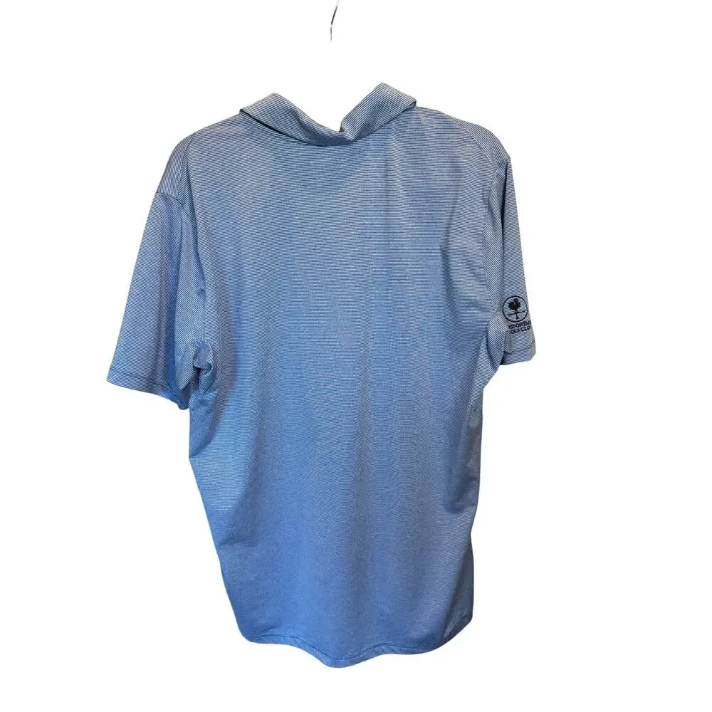 Nike Golf Dri-FIT Polo Shirt Men’s Large Blue Striped Langdon Farms Golf Club